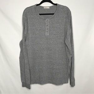 Marine Layer Respun 3 Button Solid Henley LS Shirt Men’s Sz XL Gray Organic EUC